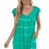BiBi Kelly Green Tie Dye Babydoll Short Dress