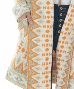 BiBi Latte Aztec Print Open Front Cardigan Tops