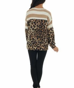 Hailey & Co Tops Latte Colorblock Long Puff Sleeve Knit Top 26 Hailey & Co Tops Latte Colorblock Long Puff Sleeve Knit Top