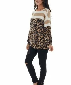 Hailey & Co Tops Latte Colorblock Long Puff Sleeve Knit Top 25 Hailey & Co Tops Latte Colorblock Long Puff Sleeve Knit Top