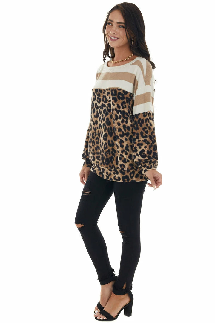 Hailey & Co Tops Latte Colorblock Long Puff Sleeve Knit Top 8 Hailey & Co Tops Latte Colorblock Long Puff Sleeve Knit Top