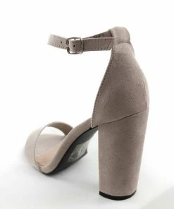 East Lion Corp. Latte Faux Suede Buckle Strap Block High Heels Shoes