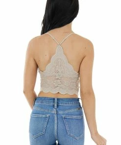 Wishlist Accessories Latte Floral Lace Racerback Bralette