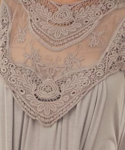 Urban Chic Latte Flowy Sleeveless Top With Sheer Crochet Detail