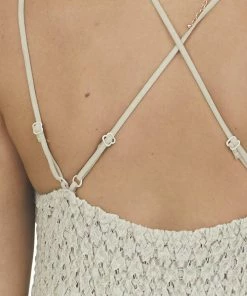 HYFVE Dresses Latte Lace V Neck Maxi Dress With Ruffle Hem