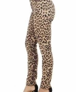 HYFVE Bottoms Latte Leopard Print High Waisted Skinny Pants With Pockets