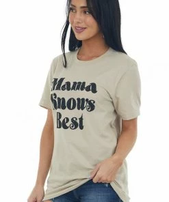 Blume+Co Tops Latte 'Mama Knows Best' Graphic Tee Shirt