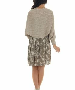 143 Story Latte Multi Tone Open Front Shrug Cardigan Tops