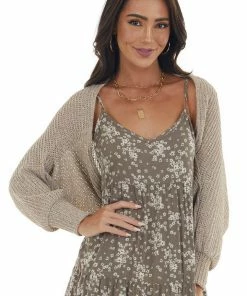 143 Story Latte Multi Tone Open Front Shrug Cardigan Tops
