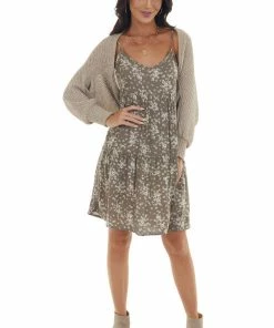 143 Story Latte Multi Tone Open Front Shrug Cardigan Tops