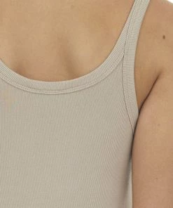 La Miel Latte Ribbed Knit Scoop Neck Tank Top Tops