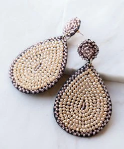 Blandice JEWELRY Latte Seed Beaded Teardrop Drop Earrings Accessories