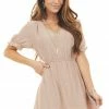 Wishlist Latte Short Dress With Pockets And Ruffle Details 2 Wishlist Latte Short Dress With Pockets And Ruffle Details