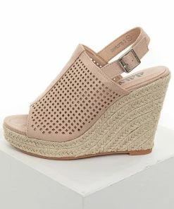 Shoe Shoe Train Latte Square Laser Cut Out Espadrille Sling Back Wedges Shoes
