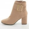 East Lion Corp. Shoes Latte Suede Large Buckle Block Heel Booties 1 East Lion Corp. Shoes Latte Suede Large Buckle Block Heel Booties