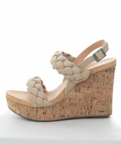 MIA Latte Braided Strap Sling Back Cork Wedges Shoes 11 MIA Latte Braided Strap Sling Back Cork Wedges Shoes