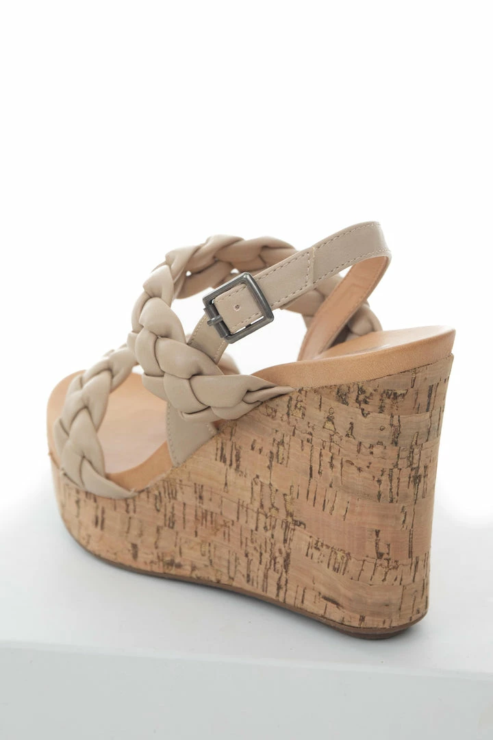 MIA Latte Braided Strap Sling Back Cork Wedges Shoes 6 MIA Latte Braided Strap Sling Back Cork Wedges Shoes