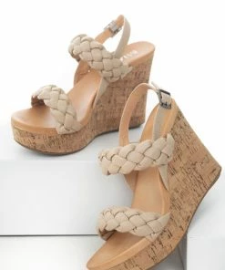 MIA Latte Braided Strap Sling Back Cork Wedges Shoes 14 MIA Latte Braided Strap Sling Back Cork Wedges Shoes