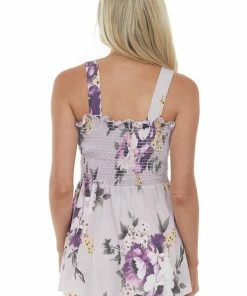 Vanilla Bay Tops Lavender Floral Print Smocked Drop Waist Top 16 Vanilla Bay Tops Lavender Floral Print Smocked Drop Waist Top