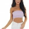 LE LIS Lavender Ribbed Knit Strapless Bandeau
