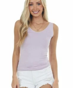 Nikibiki Lavender Tank Top With Dual Neckline