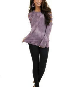 7th Ray Lavender Tie Dye Long Sleeve Top With Laser Cut Out Details 21 7th Ray Lavender Tie Dye Long Sleeve Top With Laser Cut Out Details