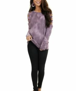 7th Ray Lavender Tie Dye Long Sleeve Top With Laser Cut Out Details 20 7th Ray Lavender Tie Dye Long Sleeve Top With Laser Cut Out Details