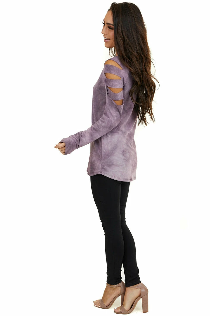 7th Ray Lavender Tie Dye Long Sleeve Top With Laser Cut Out Details 8 7th Ray Lavender Tie Dye Long Sleeve Top With Laser Cut Out Details