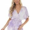 Vine & Love Lavender Tie Dye Surplice Knit Top With Smocked Waist Tops