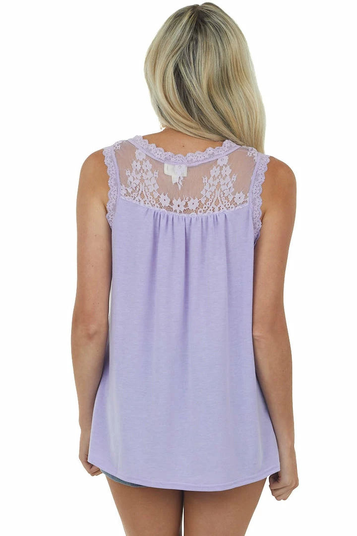 143 Story Tops Lavender V Neck Knit Tank Top With Lace Details 7 143 Story Tops Lavender V Neck Knit Tank Top With Lace Details