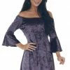 ANGIE Dresses Violet Velvet Half Flare Sleeve Short Dress