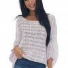 143 Story Lavender Vertical Striped Boat Neck Loose Knit Top