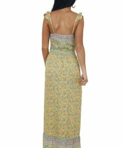 Umgee Dresses Lemon Floral Print Sleeveless Smocked Maxi Dress 12 Umgee Dresses Lemon Floral Print Sleeveless Smocked Maxi Dress