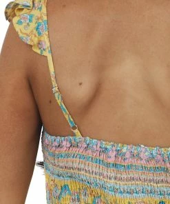 Umgee Dresses Lemon Floral Print Sleeveless Smocked Maxi Dress 13 Umgee Dresses Lemon Floral Print Sleeveless Smocked Maxi Dress