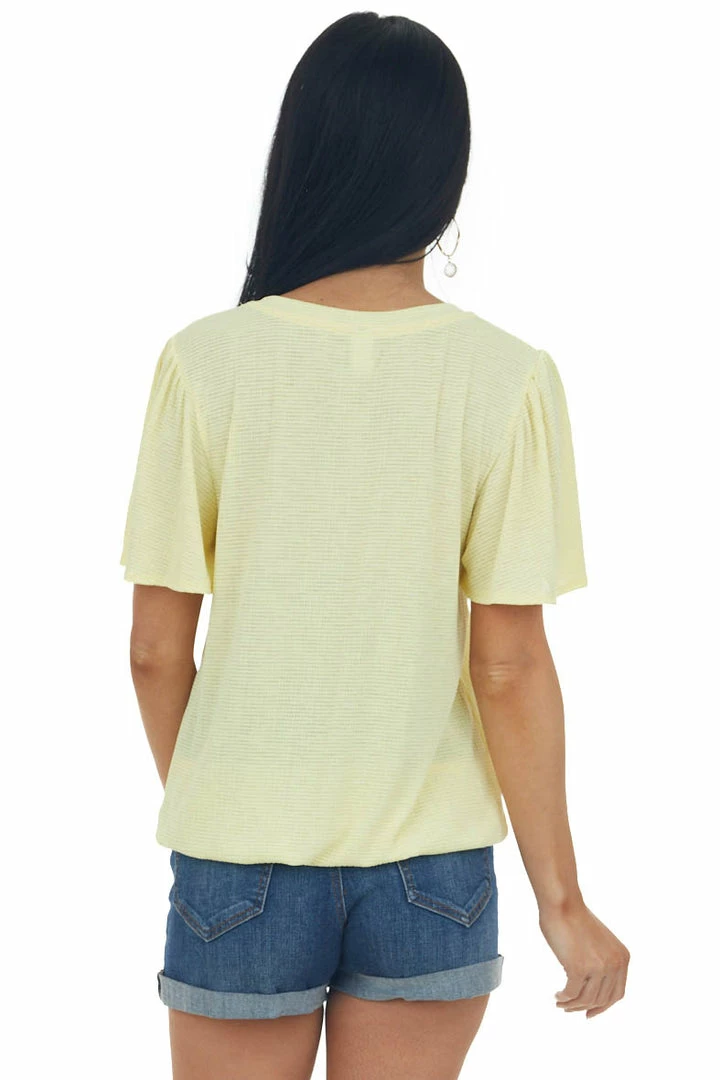 CY Fashion Lemon Textured Flutter Sleeve Elastic Hem Top 7 CY Fashion Lemon Textured Flutter Sleeve Elastic Hem Top