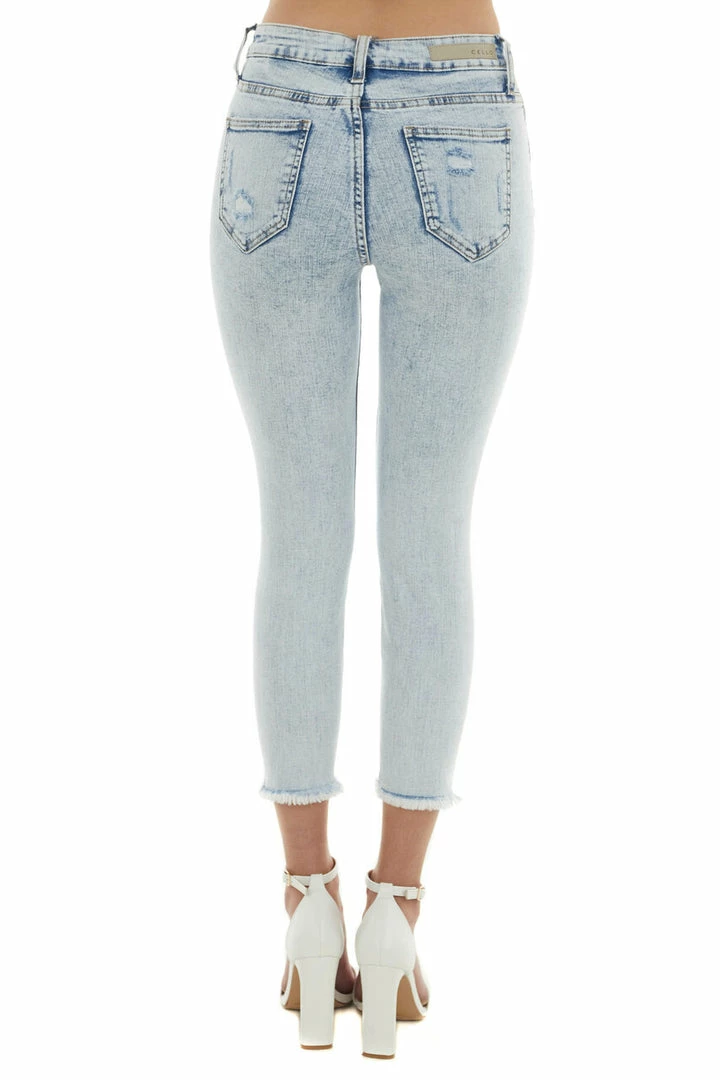 Cello Jeans Light Acid Wash High Rise Cropped Skinny Jeans Bottoms 5 Cello Jeans Light Acid Wash High Rise Cropped Skinny Jeans Bottoms