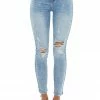Cello Jeans Light Acid Wash High Rise Jeans With Light Distressing Bottoms