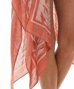 ANGIE Light Coral Leaf Print Open Front Kimono 21 ANGIE Light Coral Leaf Print Open Front Kimono
