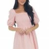 Umgee Dresses Light Coral Smocked Puff Sleeve Short Dress
