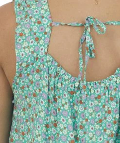 Staccato Light Jade Floral Print Sleeveless A Line Blouse Tops
