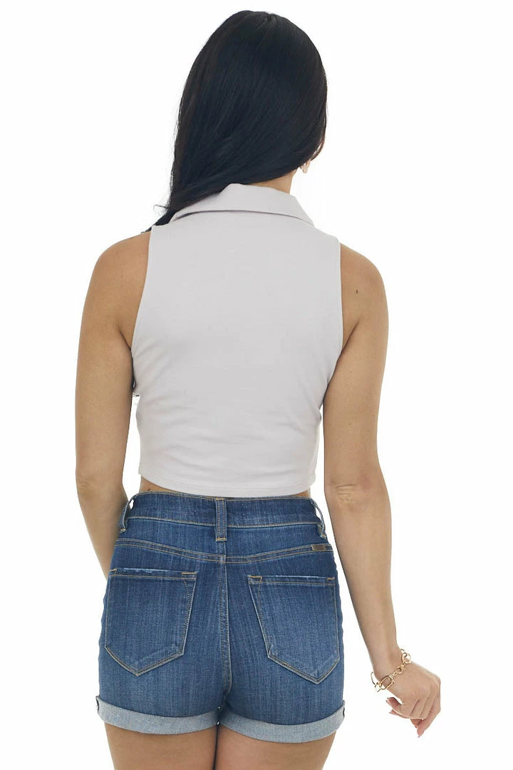 HYFVE Tops Light Mauve Collared Sleeveless Knit Crop Top 9 HYFVE Tops Light Mauve Collared Sleeveless Knit Crop Top