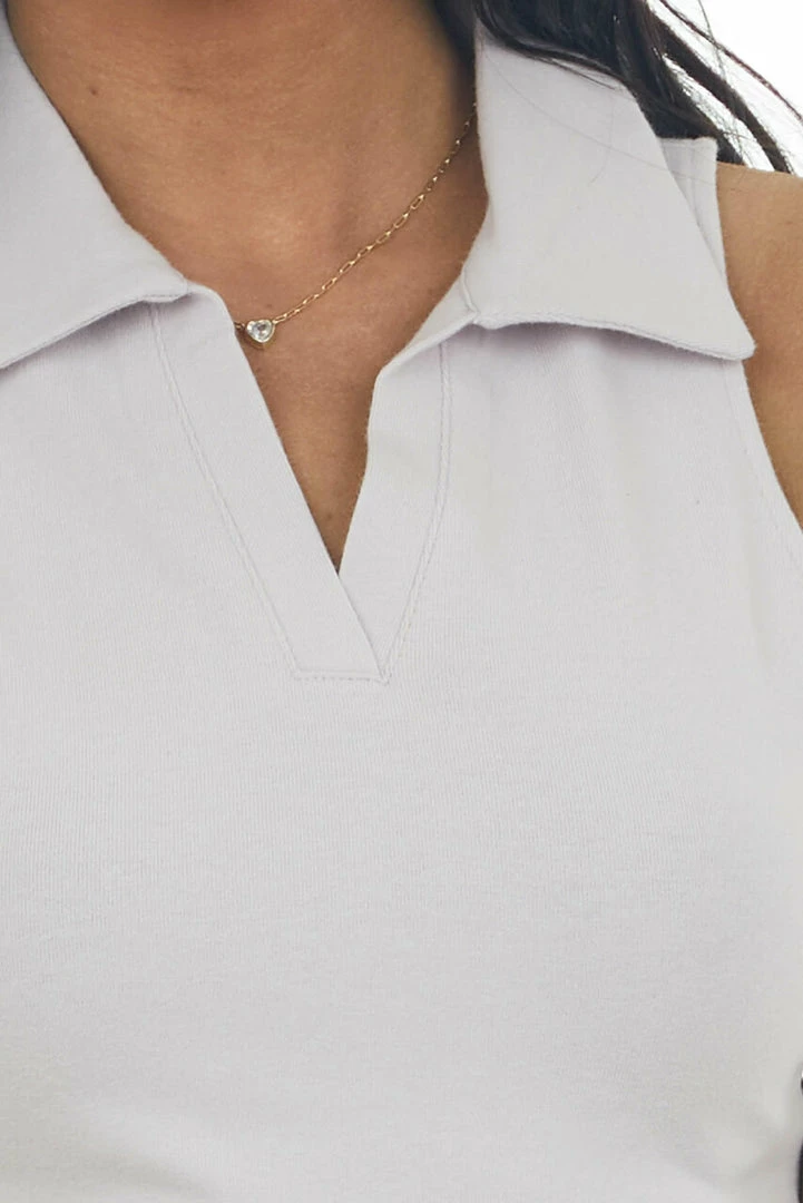 HYFVE Tops Light Mauve Collared Sleeveless Knit Crop Top 10 HYFVE Tops Light Mauve Collared Sleeveless Knit Crop Top