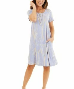 Hailey & Co Dresses Light Periwinkle Short Tie Dye Dress With Criss Cross Back