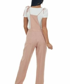 Kori America Light Rose Taupe Overalls With Adjustable Straps