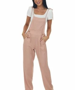 Kori America Light Rose Taupe Overalls With Adjustable Straps