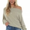 Kori America Light Sage Off The Shoulder Long Sleeve Top 1 Kori America Light Sage Off The Shoulder Long Sleeve Top