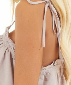 Wishlist Tops Light Taupe Sleeveless Shirred Tank Top With Tie Straps 25 Wishlist Tops Light Taupe Sleeveless Shirred Tank Top With Tie Straps