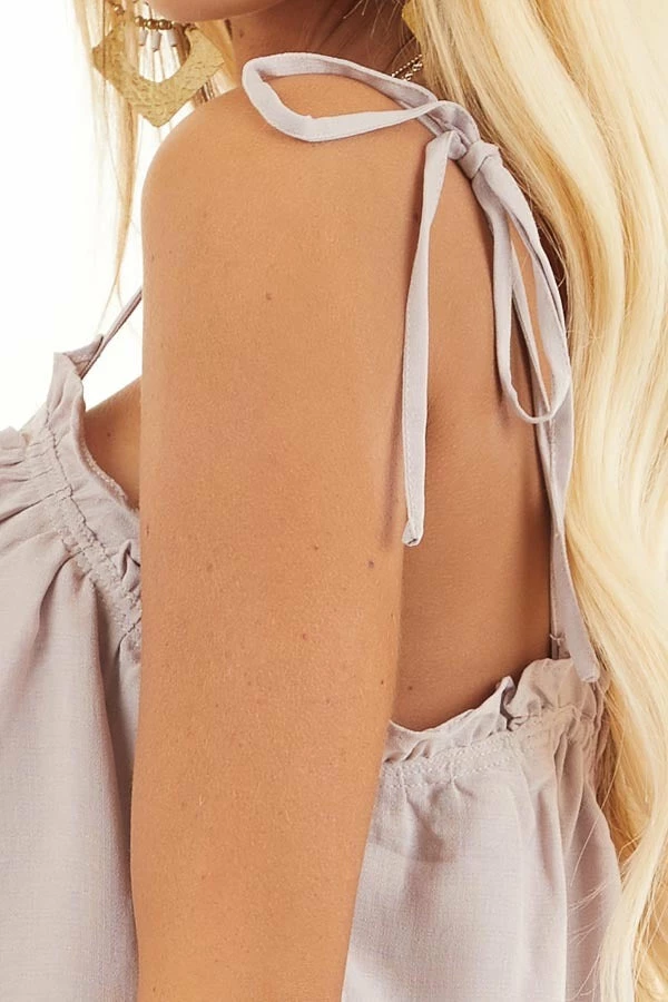 Wishlist Tops Light Taupe Sleeveless Shirred Tank Top With Tie Straps 10 Wishlist Tops Light Taupe Sleeveless Shirred Tank Top With Tie Straps