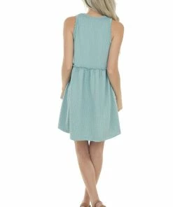 Entro Light Teal Circle Texture Babydoll Knit Dress Dresses 21 Entro Light Teal Circle Texture Babydoll Knit Dress Dresses