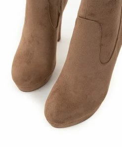 CJ Shoes Light Walnut High Heel Zip Up Booties With Tie Detail 25 CJ Shoes Light Walnut High Heel Zip Up Booties With Tie Detail